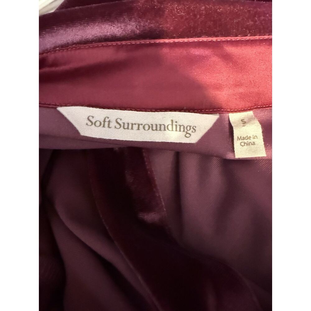 Soft Surroundings S Velvet Top Blouse Button Front Burgundy Stretch Soft - Picture 5 of 10